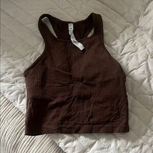 lululemon athletica Dark Brown Ribbed Crop Top